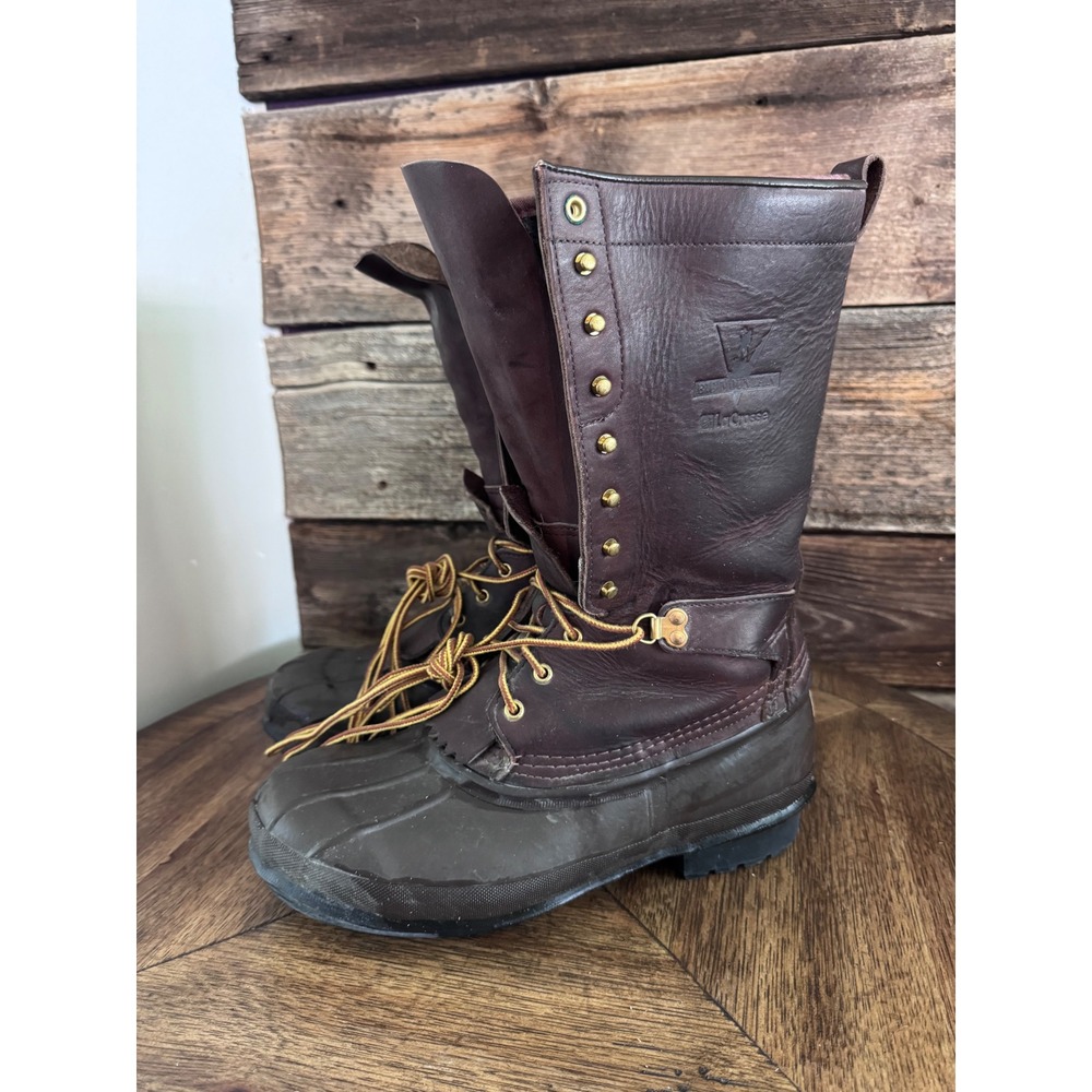 LaCrosse Big Mountain Mens 11 Brown Leather Rubber Duck Boots Shank liner